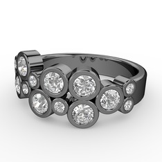 Karma Yüzük - Beyaz zirkon ve swarovski 925 ayar siyah rodyum kaplama gümüş yüzük #bt3qb9