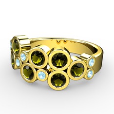 Karma Yüzük - Peridot ve akuamarin 14 ayar altın yüzük #cizvrh