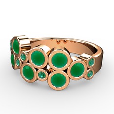 Karma Yüzük - Kök zümrüt ve yeşil kuvars 8 ayar rose altın yüzük #cqpvub