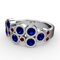 Karma Yüzük - Lab safir ve garnet 14 ayar beyaz altın yüzük #cuqlpi