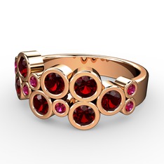 Karma Yüzük - Garnet ve rodolit garnet 18 ayar rose altın yüzük #d0fowa