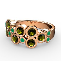 Karma Yüzük - Peridot ve kök zümrüt 18 ayar rose altın yüzük #d7ajee