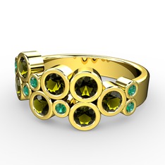 Karma Yüzük - Peridot ve yeşil kuvars 925 ayar altın kaplama gümüş yüzük #fevm3c