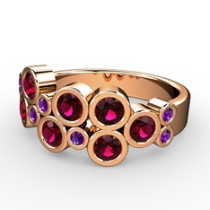Rodolit garnet ve ametist 14 ayar rose altın yüzük