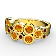 Karma Yüzük - Sitrin ve garnet 14 ayar altın yüzük #hatsp3