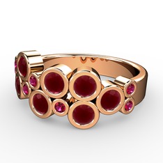 Karma Yüzük - Kök yakut ve rodolit garnet 925 ayar rose altın kaplama gümüş yüzük #hjx3u