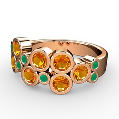 Karma Yüzük - Sitrin ve kök zümrüt 18 ayar rose altın yüzük #hwmelj