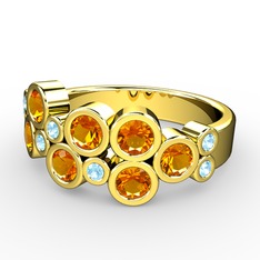 Karma Yüzük - Sitrin ve akuamarin 14 ayar altın yüzük #idkfoc