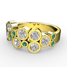 Karma Yüzük - Swarovski ve yeşil kuvars 18 ayar altın yüzük #jsv1q4