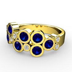 Karma Yüzük - Lab safir ve beyaz zirkon 925 ayar altın kaplama gümüş yüzük #ln3n86