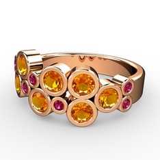 Sitrin ve rodolit garnet 18 ayar rose altın yüzük