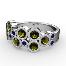Karma Yüzük - Peridot ve lab safir 18 ayar beyaz altın yüzük #lzkoeg