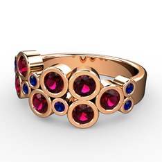 Karma Yüzük - Rodolit garnet ve lab safir 18 ayar rose altın yüzük #o0nlxu