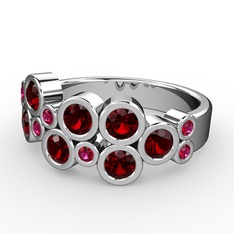 Karma Yüzük - Garnet ve rodolit garnet 18 ayar beyaz altın yüzük #oxtr30