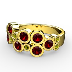 Garnet ve peridot 14 ayar altın yüzük