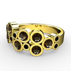Karma Yüzük - Dumanlı kuvars ve siyah zirkon 8 ayar altın yüzük #tbnmi4