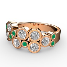 Karma Yüzük - Swarovski ve kök zümrüt 8 ayar rose altın yüzük #tg1bk9