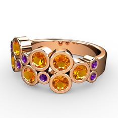 Karma Yüzük - Sitrin ve ametist 18 ayar rose altın yüzük #tjp3re