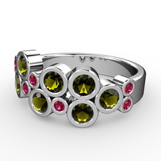 Karma Yüzük - Peridot ve rodolit garnet 925 ayar gümüş yüzük #tjqcrn