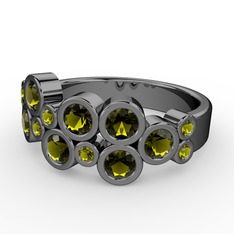 Karma Yüzük - Peridot 925 ayar siyah rodyum kaplama gümüş yüzük #tt9vpm
