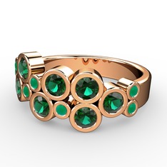 Yeşil kuvars ve kök zümrüt 8 ayar rose altın yüzük