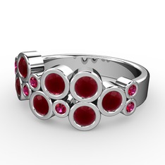 Karma Yüzük - Kök yakut ve rodolit garnet 8 ayar beyaz altın yüzük #vjek0l