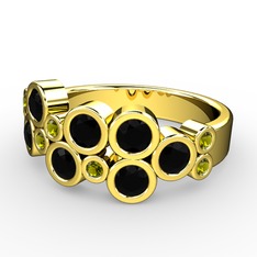 Karma Yüzük - Siyah zirkon ve peridot 8 ayar altın yüzük #vjtyga