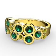 Yeşil kuvars ve peridot 8 ayar altın yüzük