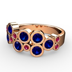 Karma Yüzük - Lab safir ve rodolit garnet 14 ayar rose altın yüzük #y98o90