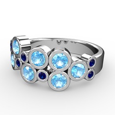 Karma Yüzük - Akuamarin ve lab safir 925 ayar gümüş yüzük #z3go9c