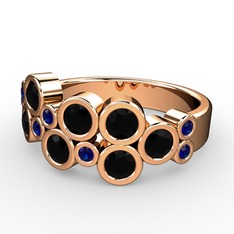 Siyah zirkon ve lab safir 925 ayar rose altın kaplama gümüş yüzük