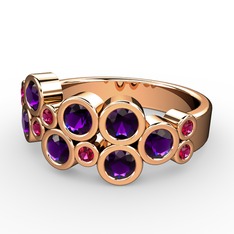 Karma Yüzük - Ametist ve rodolit garnet 14 ayar rose altın yüzük #zdjfkn