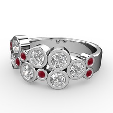 Karma Yüzük - Swarovski ve kök yakut 8 ayar beyaz altın yüzük #zjgppl