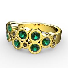 Karma Yüzük - Yeşil kuvars ve dumanlı kuvars 14 ayar altın yüzük #zq6xom