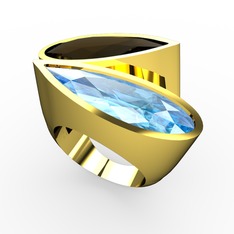 İkili Yaşam Yüzük - Dumanlı kuvars ve akuamarin 8 ayar altın yüzük #13gt6u7