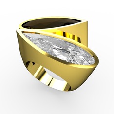 İkili Yaşam Yüzük - Dumanlı kuvars ve swarovski 14 ayar altın yüzük #18wcjnt