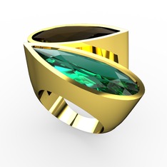 İkili Yaşam Yüzük - Dumanlı kuvars ve yeşil kuvars 8 ayar altın yüzük #1br274g