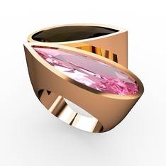 Dumanlı kuvars ve pembe kuvars 18 ayar rose altın yüzük