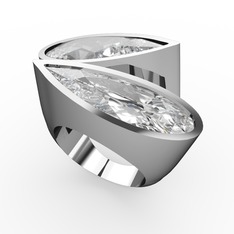 Swarovski ve beyaz zirkon 8 ayar beyaz altın yüzük