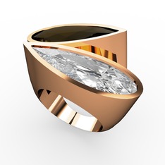 İkili Yaşam Yüzük - Dumanlı kuvars ve swarovski 8 ayar rose altın yüzük #1nlxs7z