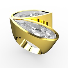 İkili Yaşam Yüzük - Swarovski 925 ayar altın kaplama gümüş yüzük #1usurly