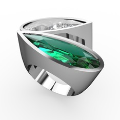 İkili Yaşam Yüzük - Swarovski ve yeşil kuvars 925 ayar gümüş yüzük #oqdt2p