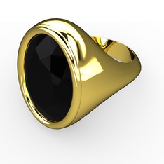 Ada Yüzük - Siyah zirkon 925 ayar altın kaplama gümüş yüzük #1mkts29
