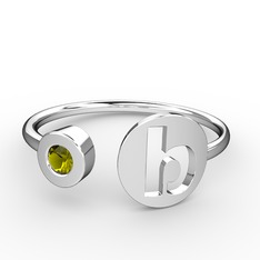 Peridot 14 ayar beyaz altın yüzük