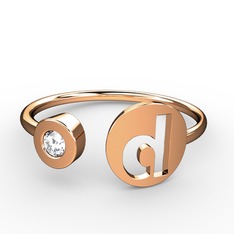 d Harfli Taşlı Yüzük - Swarovski 18 ayar rose altın yüzük #1yhsw9w
