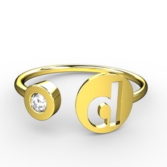 d Harfli Taşlı Yüzük - Swarovski 8 ayar altın yüzük #2i2djd