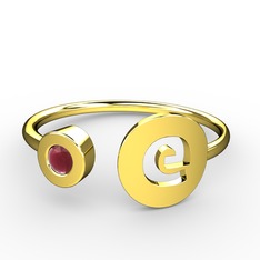 e Harfli Taşlı Yüzük - Kök yakut 8 ayar altın yüzük #1iu3awg