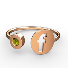 Peridot 925 ayar rose altın kaplama gümüş yüzük