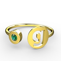 g Harfli Taşlı Yüzük - Yeşil kuvars 18 ayar altın yüzük #1myb0e4
