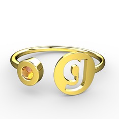 g Harfli Taşlı Yüzük - Sitrin 8 ayar altın yüzük #1t2nen5